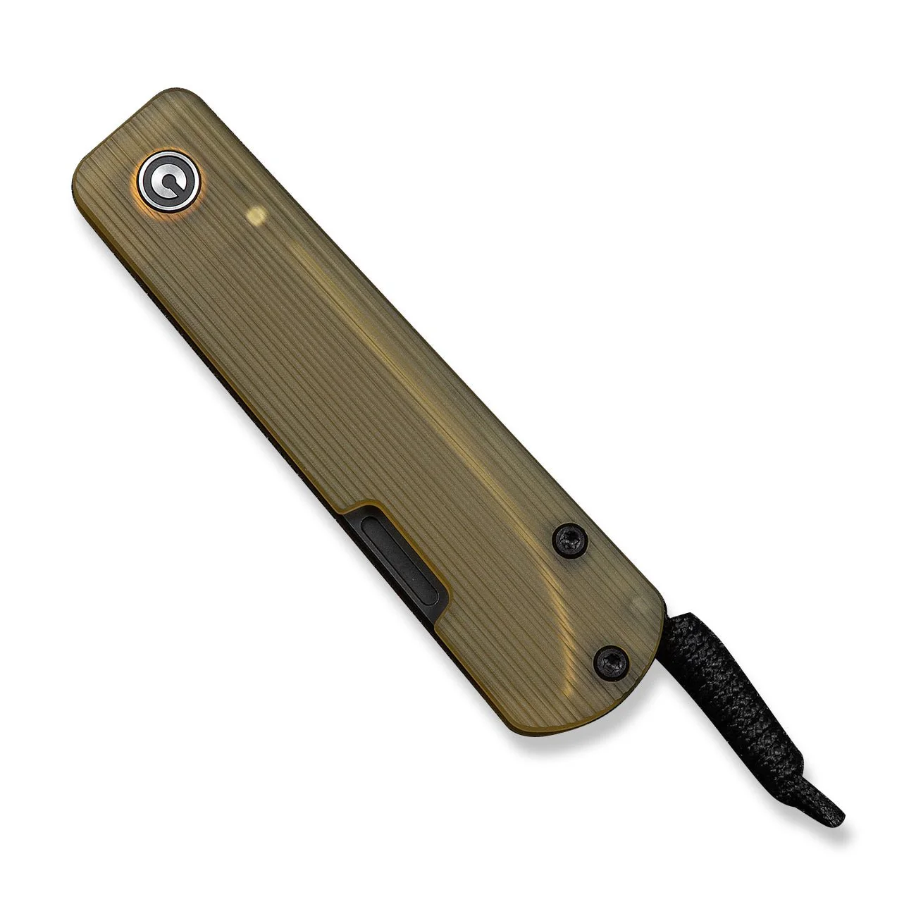 CIVIVI Slippy Sendy Slip Joint Knife Milled Bead Blasted Yellow Ultem Handle (2.81" Black Stonewashed Nitro-V Blade)  C24075A-1, With Black Paracord Lanyard Attached - Image 6
