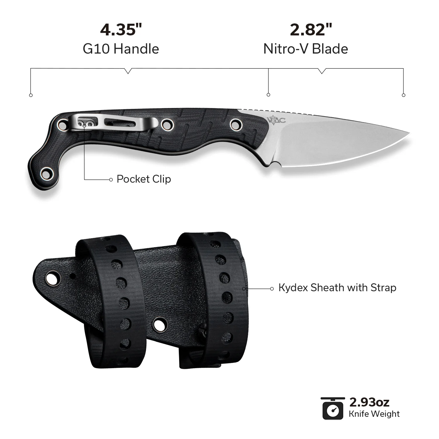 CIVIVI SŌKN Fixed Blade Knife G10 Handle (2.82" Nitro-V Blade) C22027-1 - Image 6