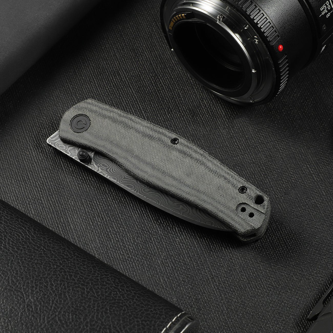 CIVIVI Sokoke Front Flipper & Thumb Stud Knife Micarta Handle (3.35" Damascus Blade) C22007-DS1 - Image 6