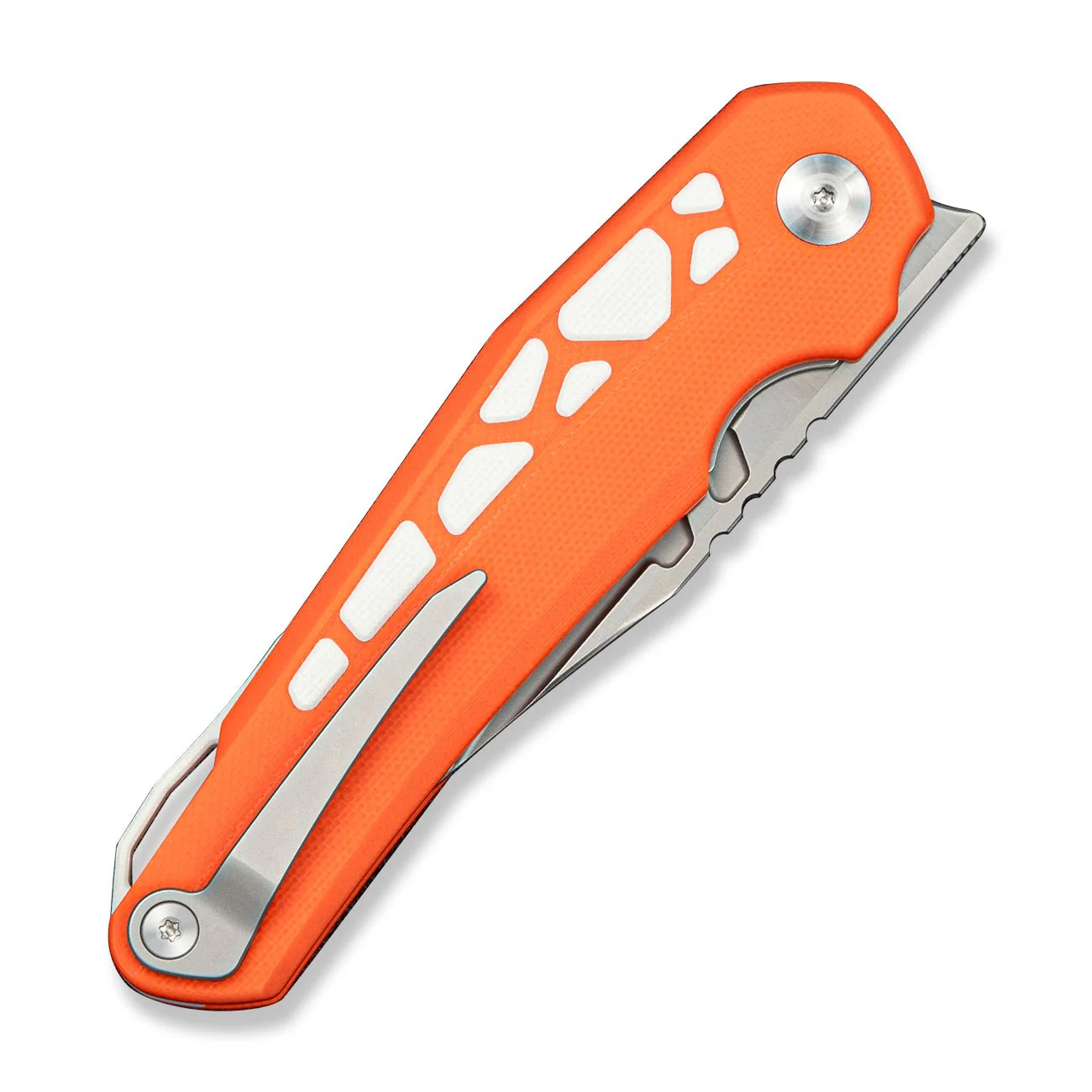 CIVIVI Sollertia Front Flipper Knife Orange / White G10 Handle (3.63" Satin Finished 14C28N Blade) C24092B Sample1 - Image 4
