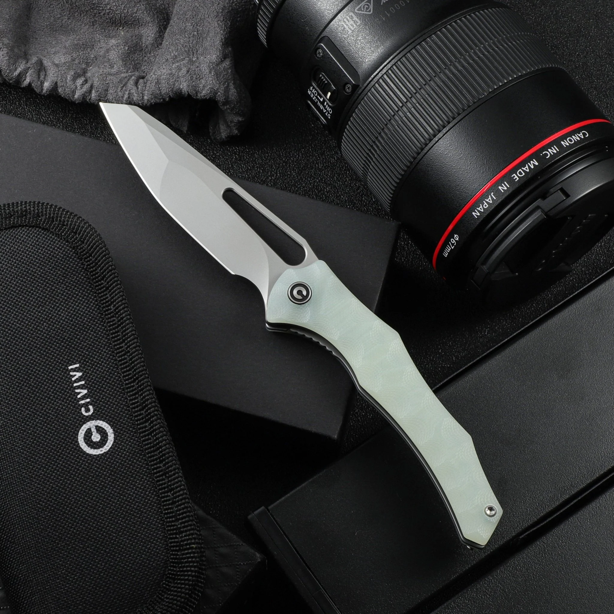 CIVIVI Spiny Dogfish Thumb Hole Knife G10 Handle (3.47" 14C28N Blade) C22006-2 - Image 3