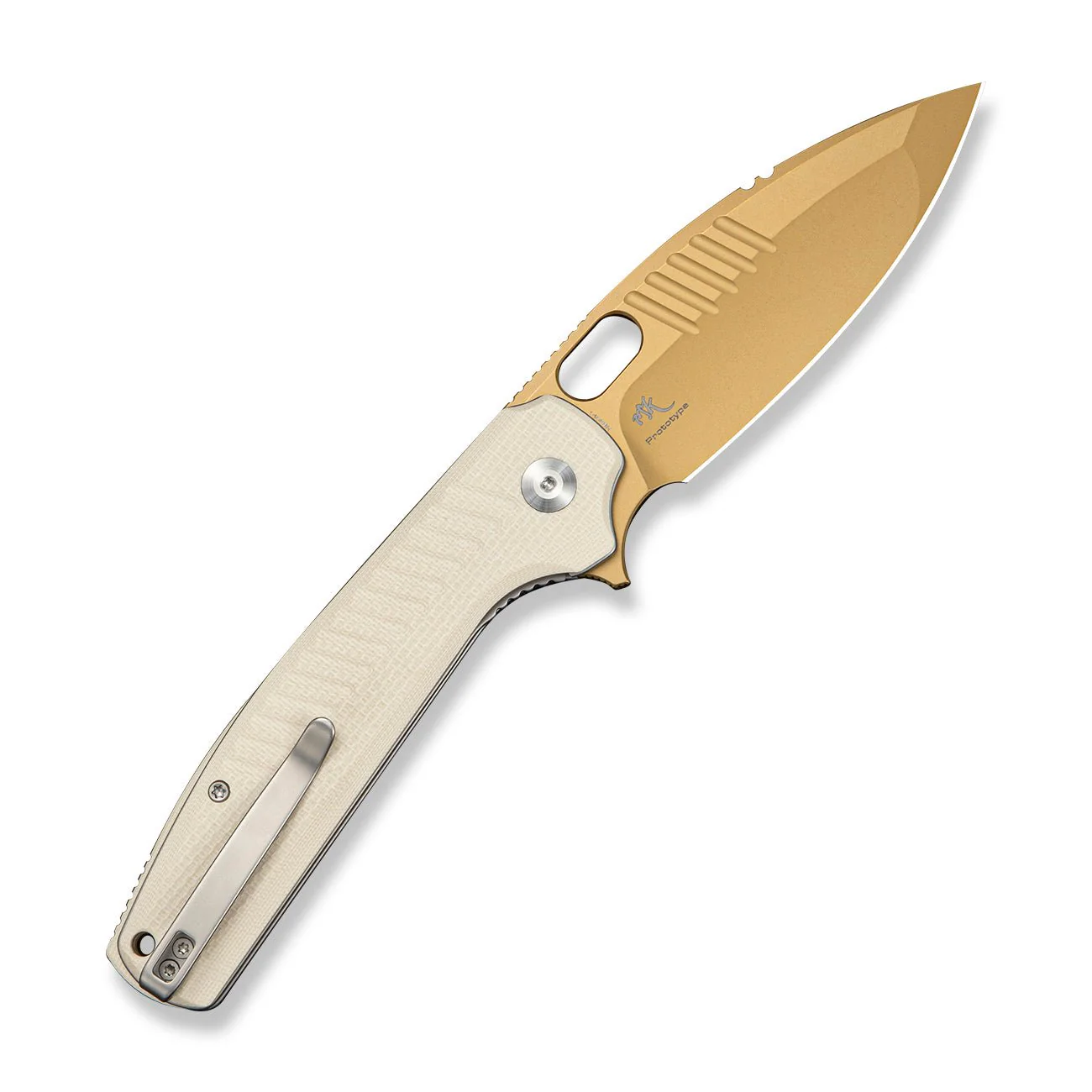 CIVIVI Spooky Flipper & Thumb Hole Knife Ivory Coarse G10 Handle (3.72" Desert Tan Stonewashed 14C28N Blade) C25022A Sample2 - Image 2
