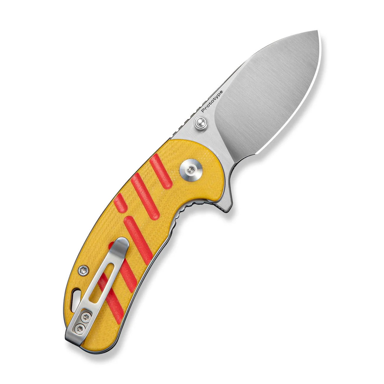 CIVIVI Squib Flipper & Thumb Stud Knife Yellow & Red G10 Handle (2.28" Satin Finished Nitro-V Blade) C25117 Sample1 - Image 2