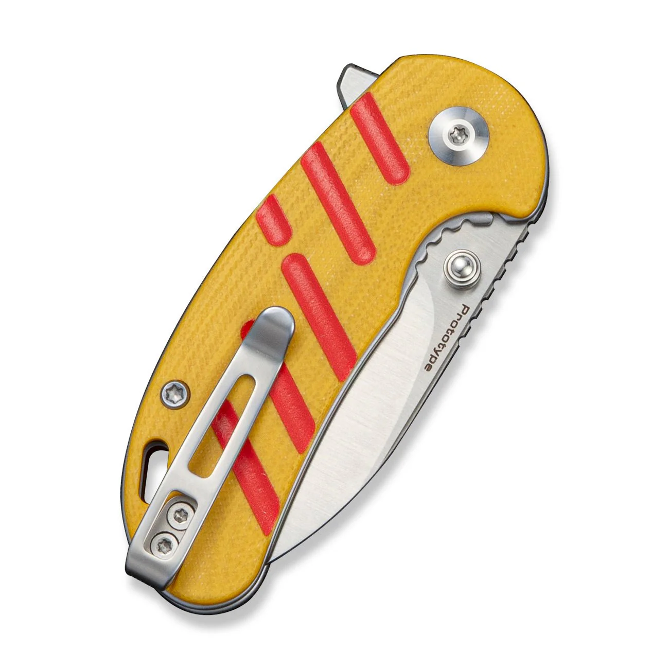 CIVIVI Squib Flipper & Thumb Stud Knife Yellow & Red G10 Handle (2.28" Satin Finished Nitro-V Blade) C25117 Sample1 - Image 4