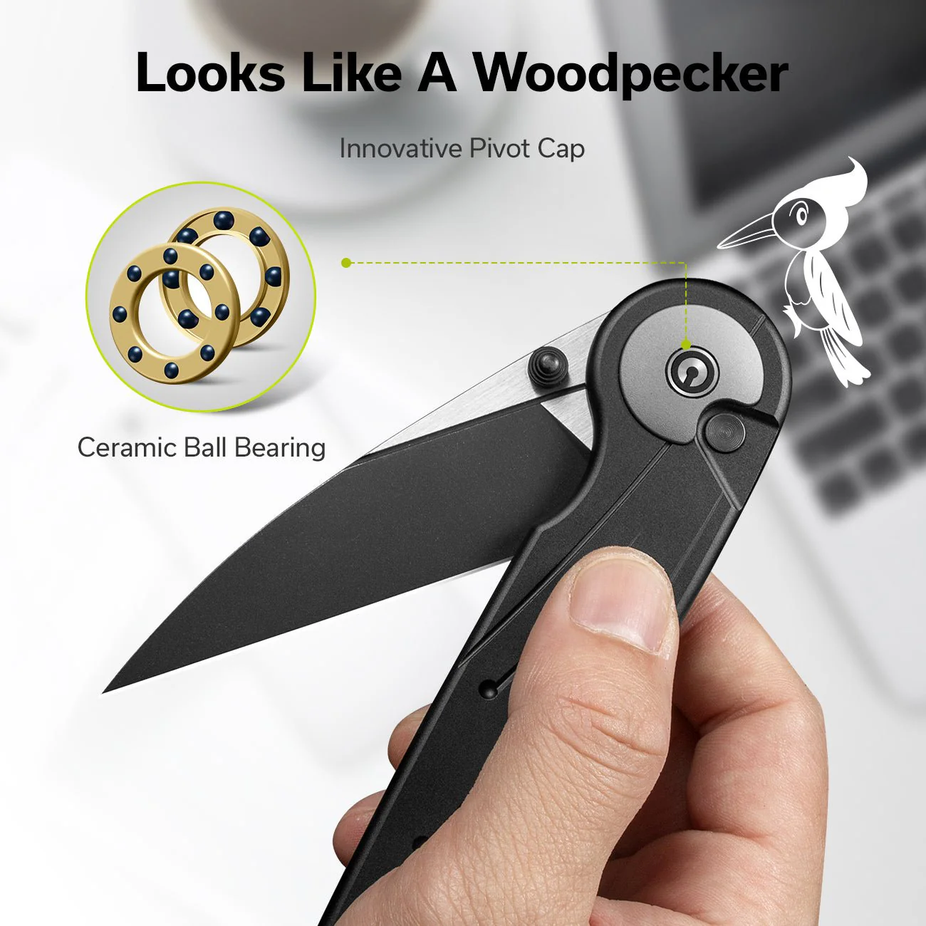 CIVIVI Starflare Thumb Stud & Button Lock Knife Aluminum Handle (3.3" Nitro-V Blade) C23052-1 - Image 3