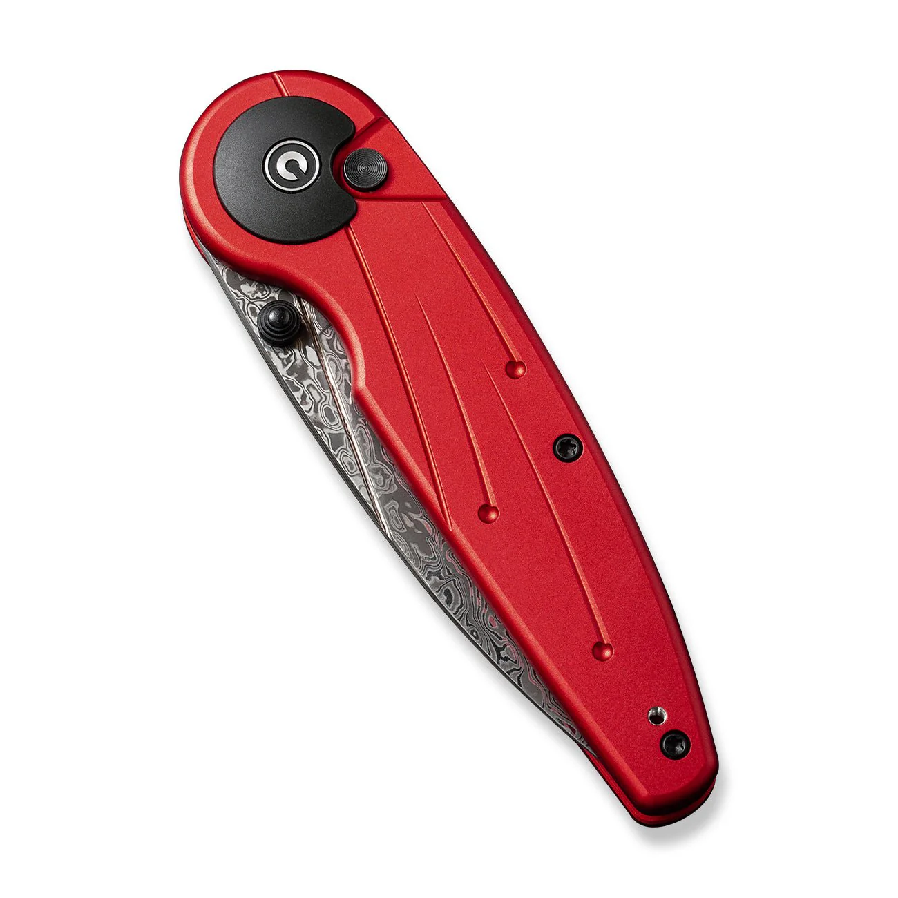 CIVIVI Starflare Thumb Stud & Button Lock Knife Aluminum Handle (3.3" Damascus Blade) C23052-DS1 - Image 11