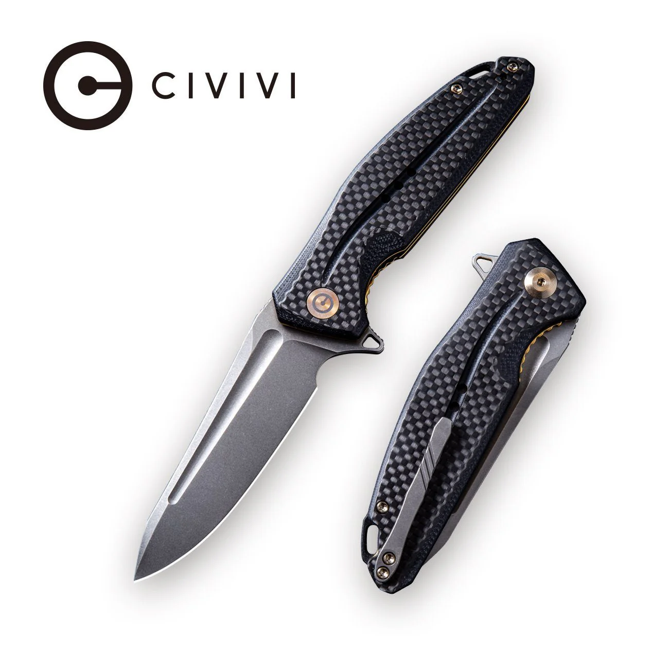 CIVIVI Statera Flipper Knife G10 & Carbon Fiber Handle (3.45" D2 Blade) C901C