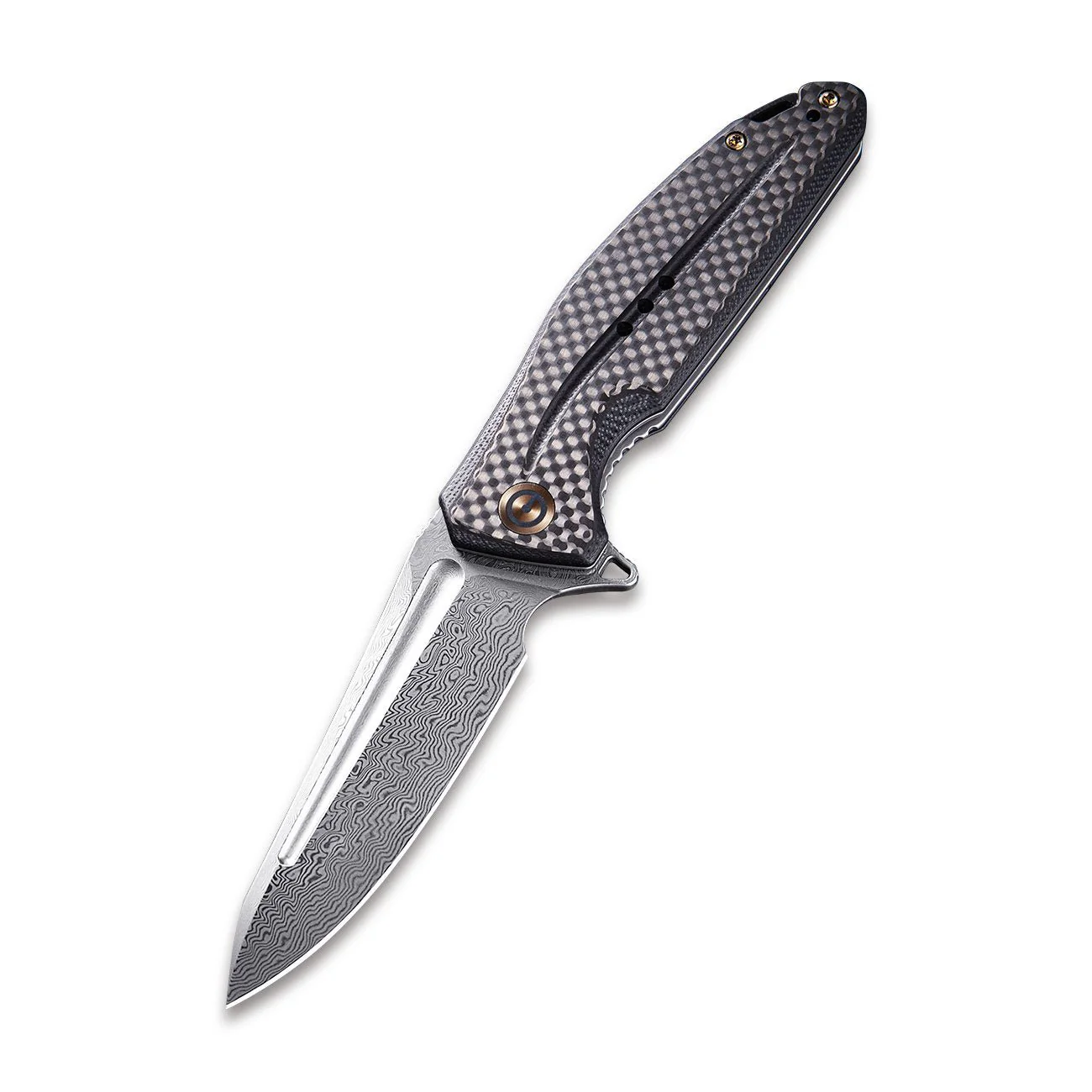 CIVIVI Statera Flipper Knife G10 & Carbon Fiber Handle (3.45" Damascus Blade) C901DS - Image 3