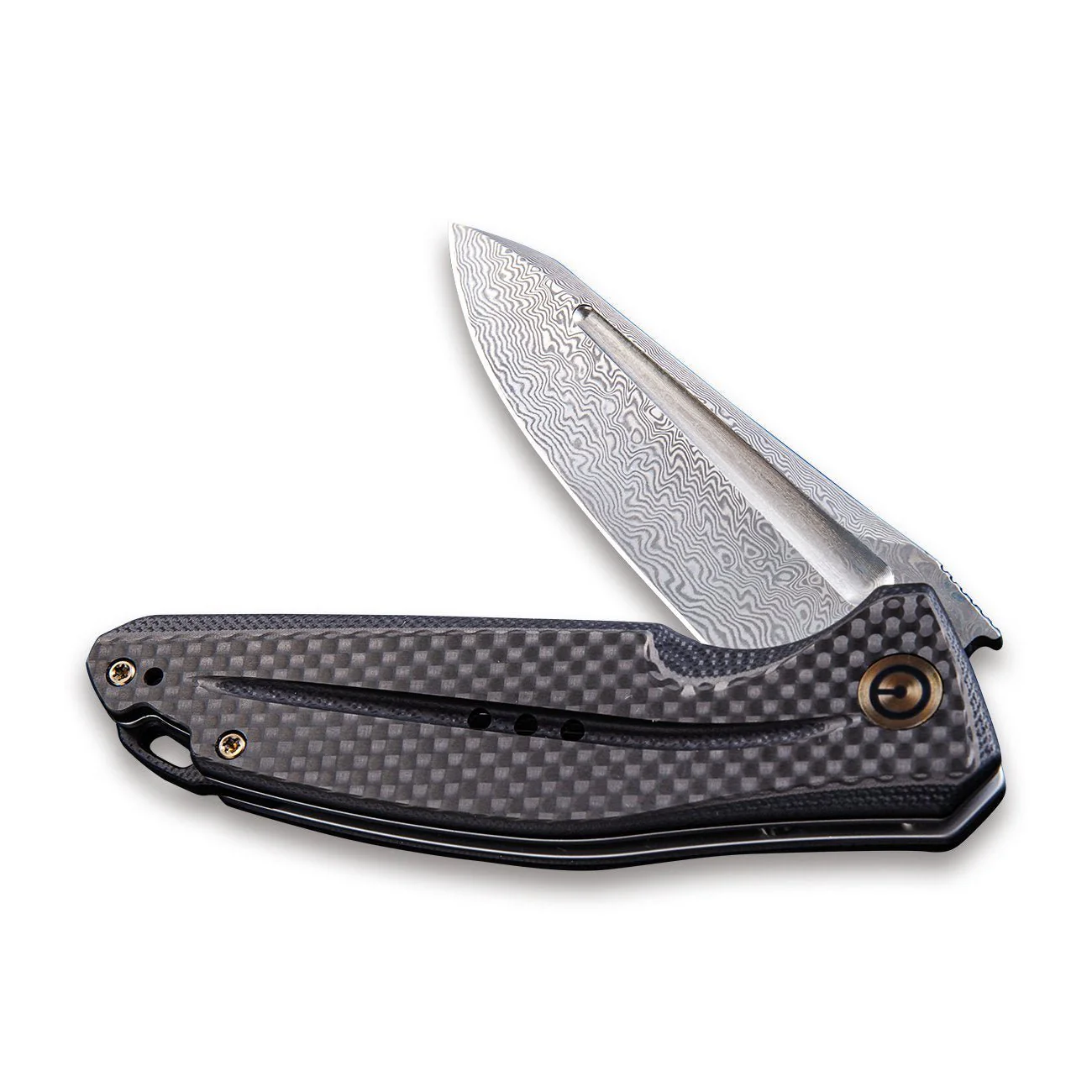 CIVIVI Statera Flipper Knife G10 & Carbon Fiber Handle (3.45" Damascus Blade) C901DS - Image 4