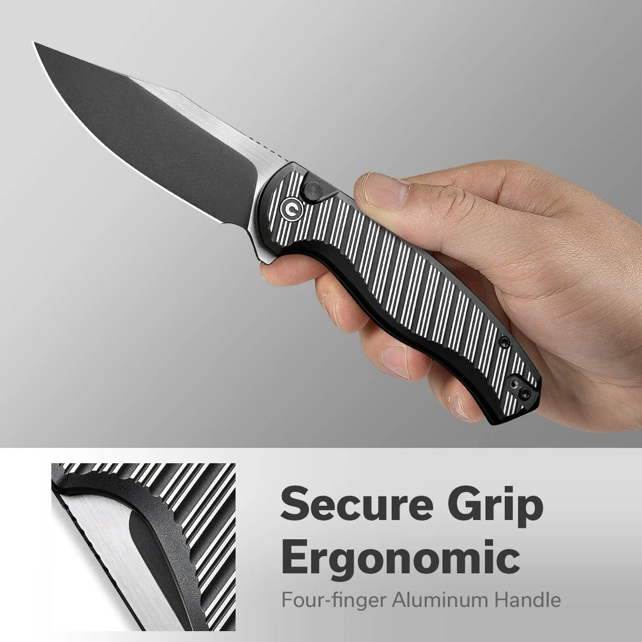 CIVIVI Stormhowl Flipper & Button Lock Knife Aluminum Handle (3.3" Nitro-V Blade) C23040B-1 - Image 3