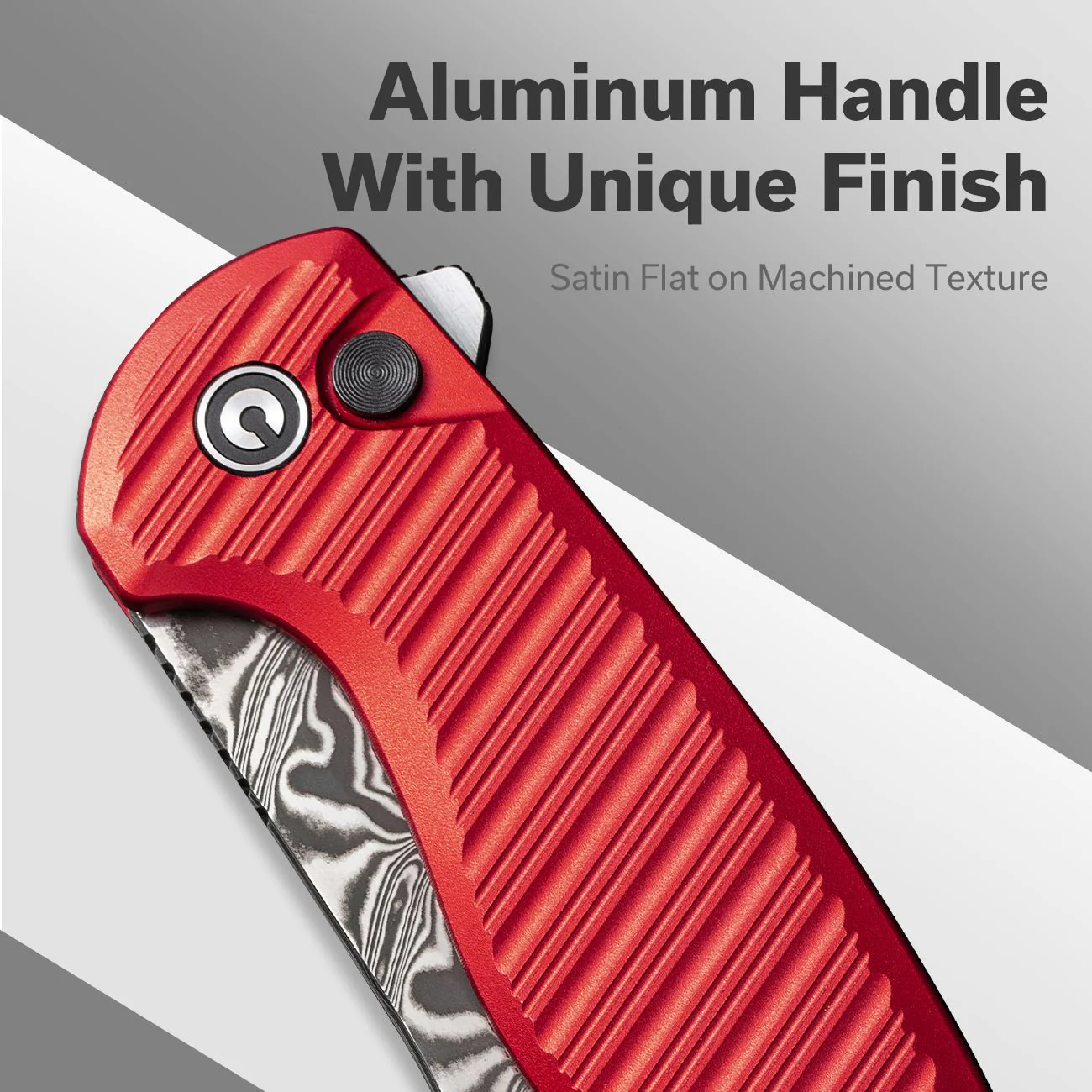 CIVIVI Stormhowl Flipper & Button Lock Knife Aluminum Handle (3.3" Damascus Blade) C23040B-DS1 - Image 6