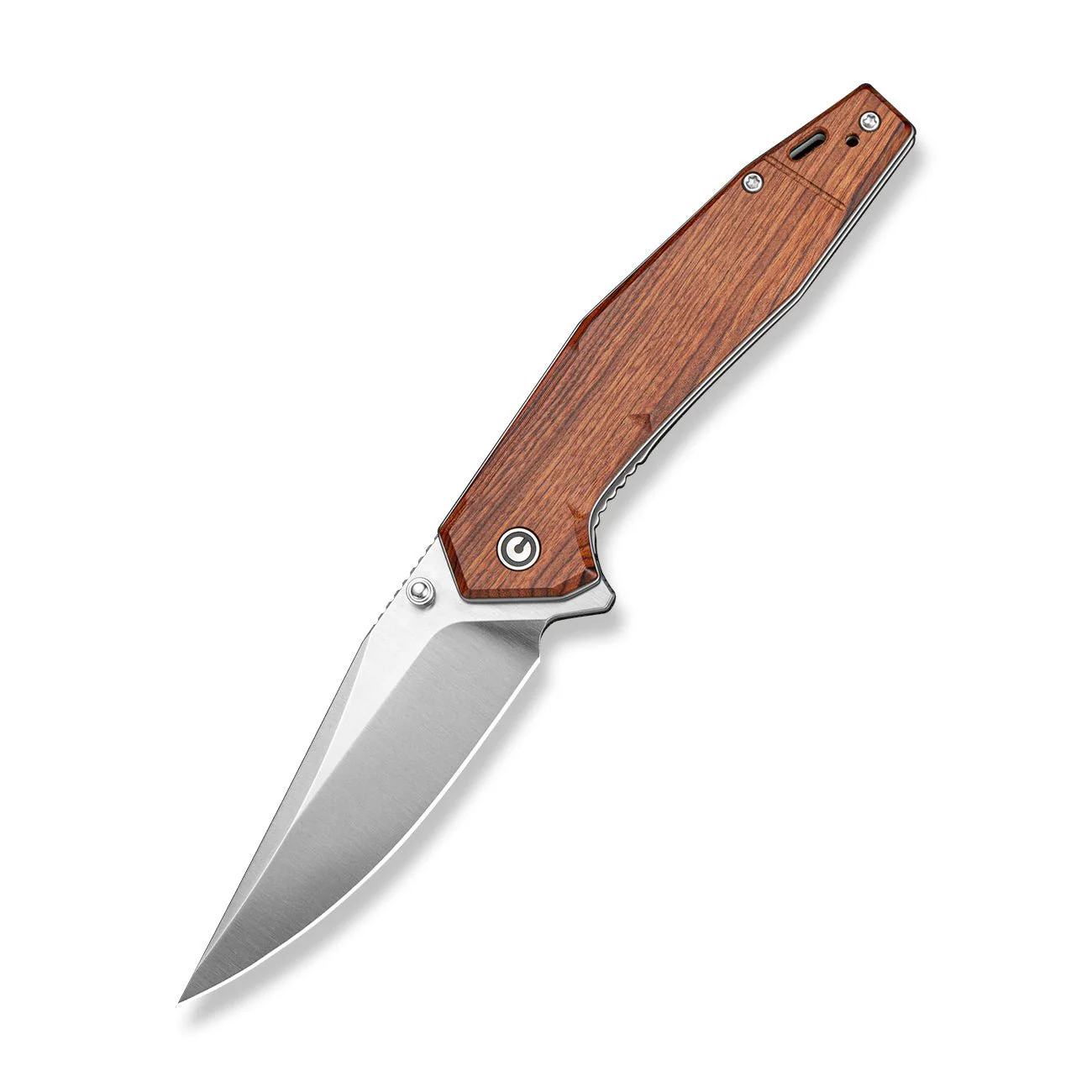 CIVIVI Stravion Flipper & Thumb Stud Knife Guibourtia Wood Handle (3.42" Satin Finished Nitro-V Blade) C25043 Sample2 - Image 3