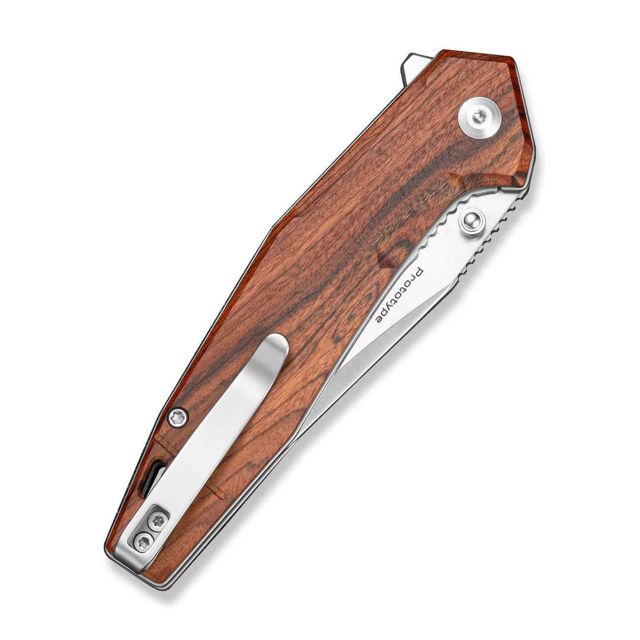 CIVIVI Stravion Flipper & Thumb Stud Knife Guibourtia Wood Handle (3.42" Satin Finished Nitro-V Blade) C25043 Sample2 - Image 4