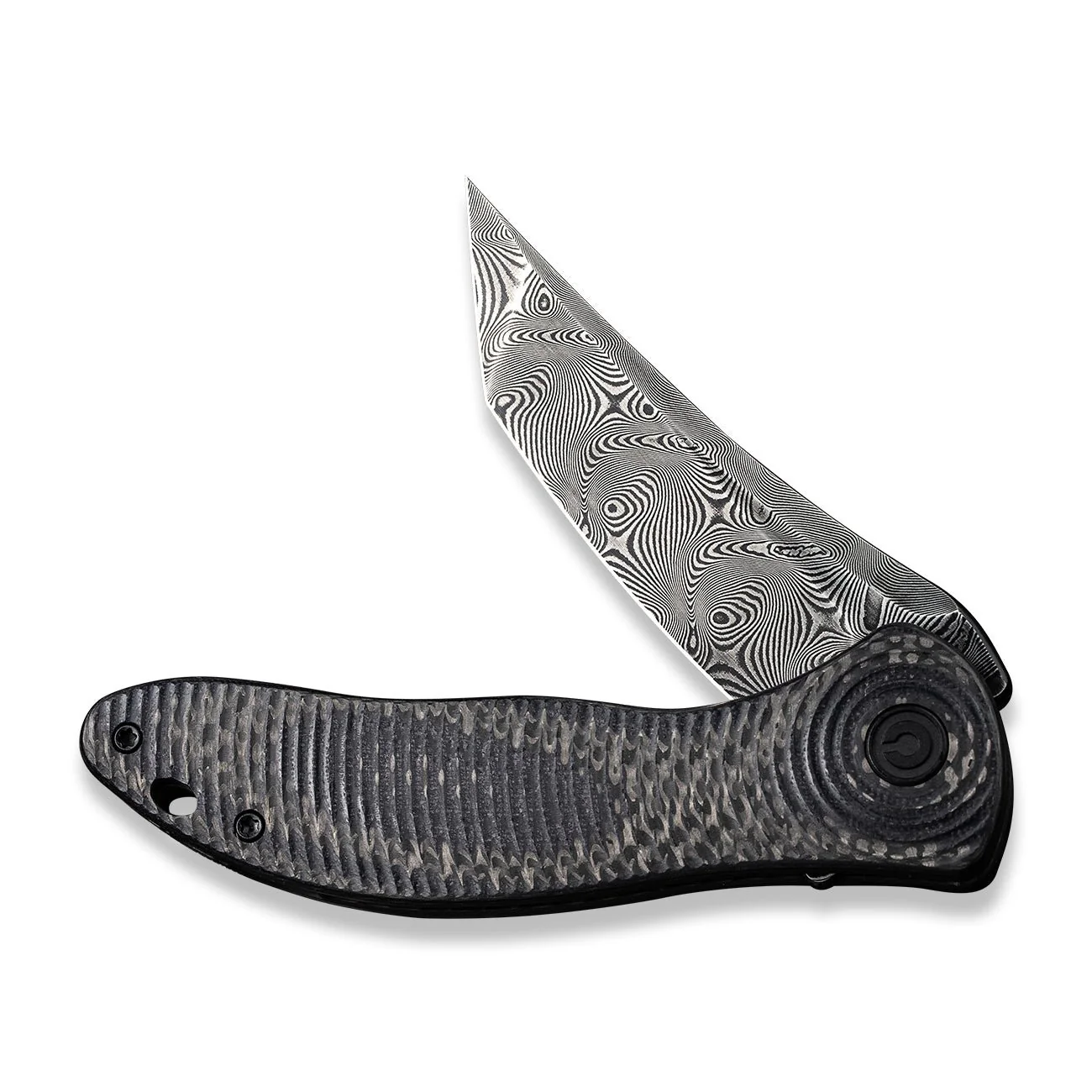 CIVIVI Synergy3 Flipper Knife G10 & Carbon Fiber Handle (3.24" Damascus Blade) C20075B-DS1 - Image 4