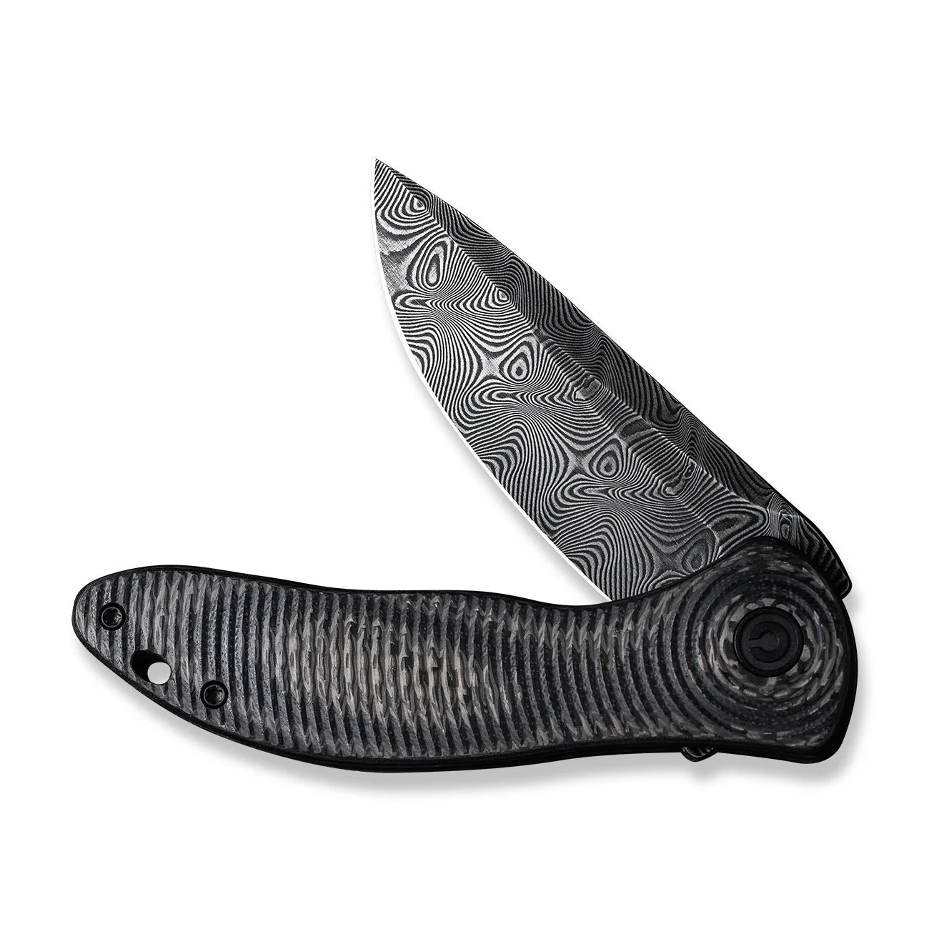 CIVIVI Synergy3 Flipper Knife G10 & Carbon Fiber Handle (3.24" Damascus Blade) C20075D-DS1 - Image 5