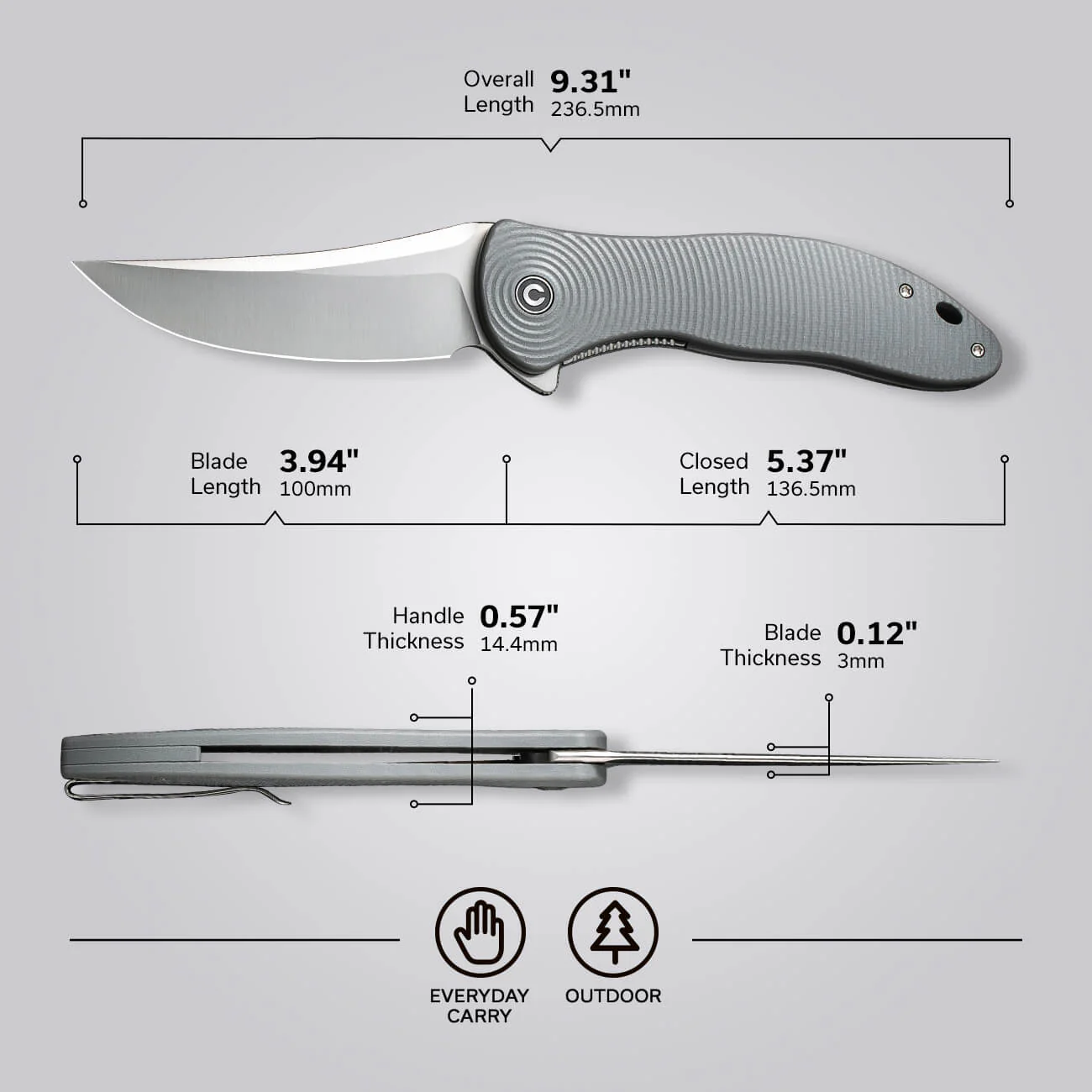 CIVIVI Synergy4 Flipper Knife G10 Handle (3.94" Nitro-V Blade) C21018A-2 - Image 4