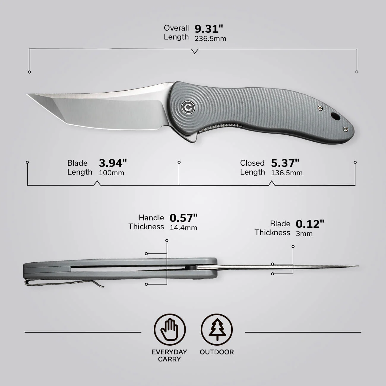 CIVIVI Synergy4 Flipper Knife G10 Handle (3.94" Nitro-V Blade) C21018B-2 - Image 4