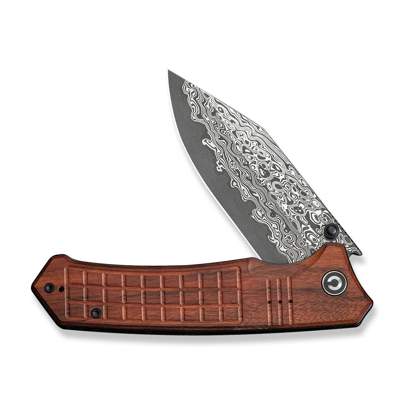CIVIVI Tacticorix Flipper & Thumb Stud Knife Wood Handle (3.7" Damascus Blade) C23055-DS1 - Image 10