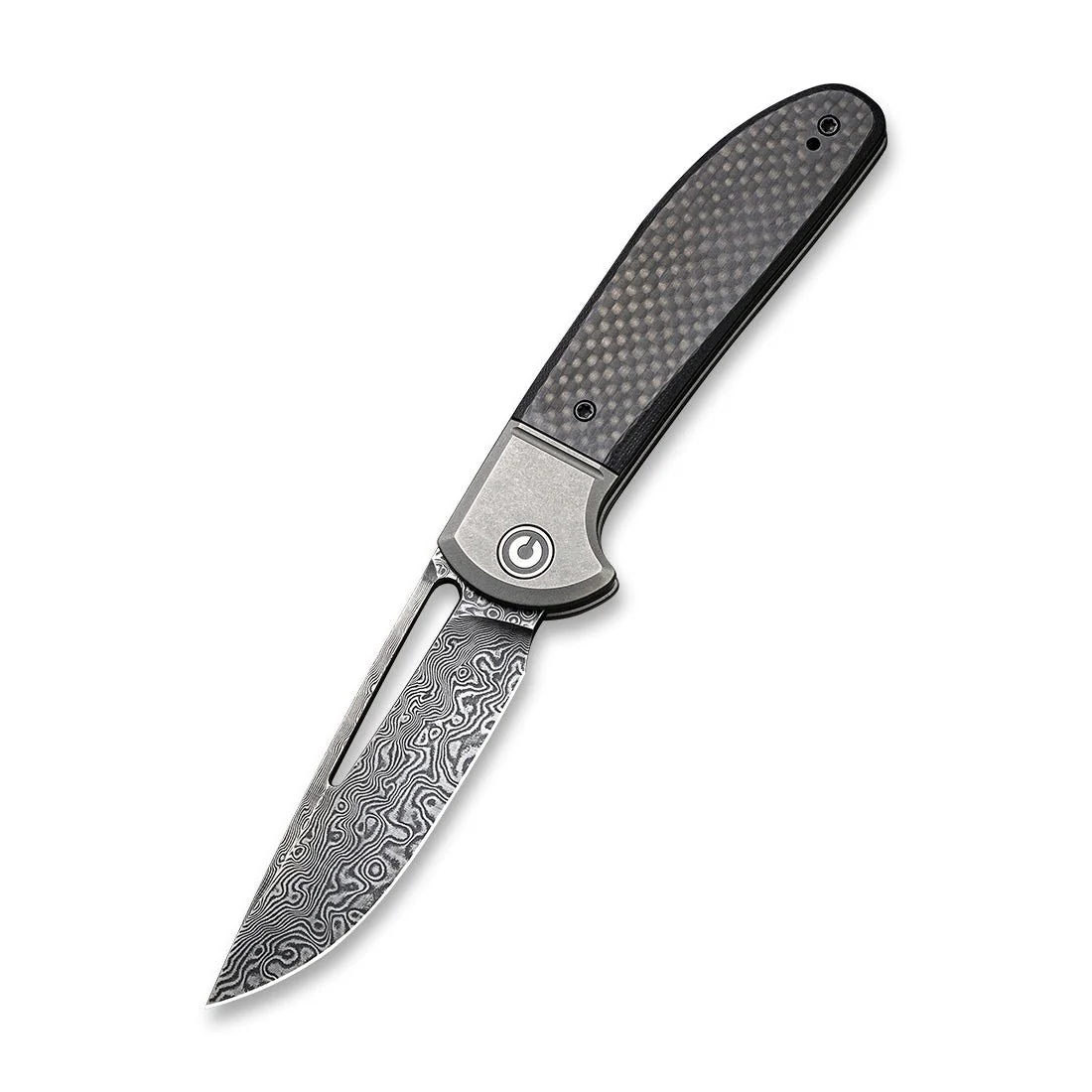 CIVIVI Trailblazer XL Slip Joint & Thumb Hole Knife Carbon Fiber & G10 & Stainless Steel Handle (3.46" Damascus Blade) C2101DS-1 - Image 3