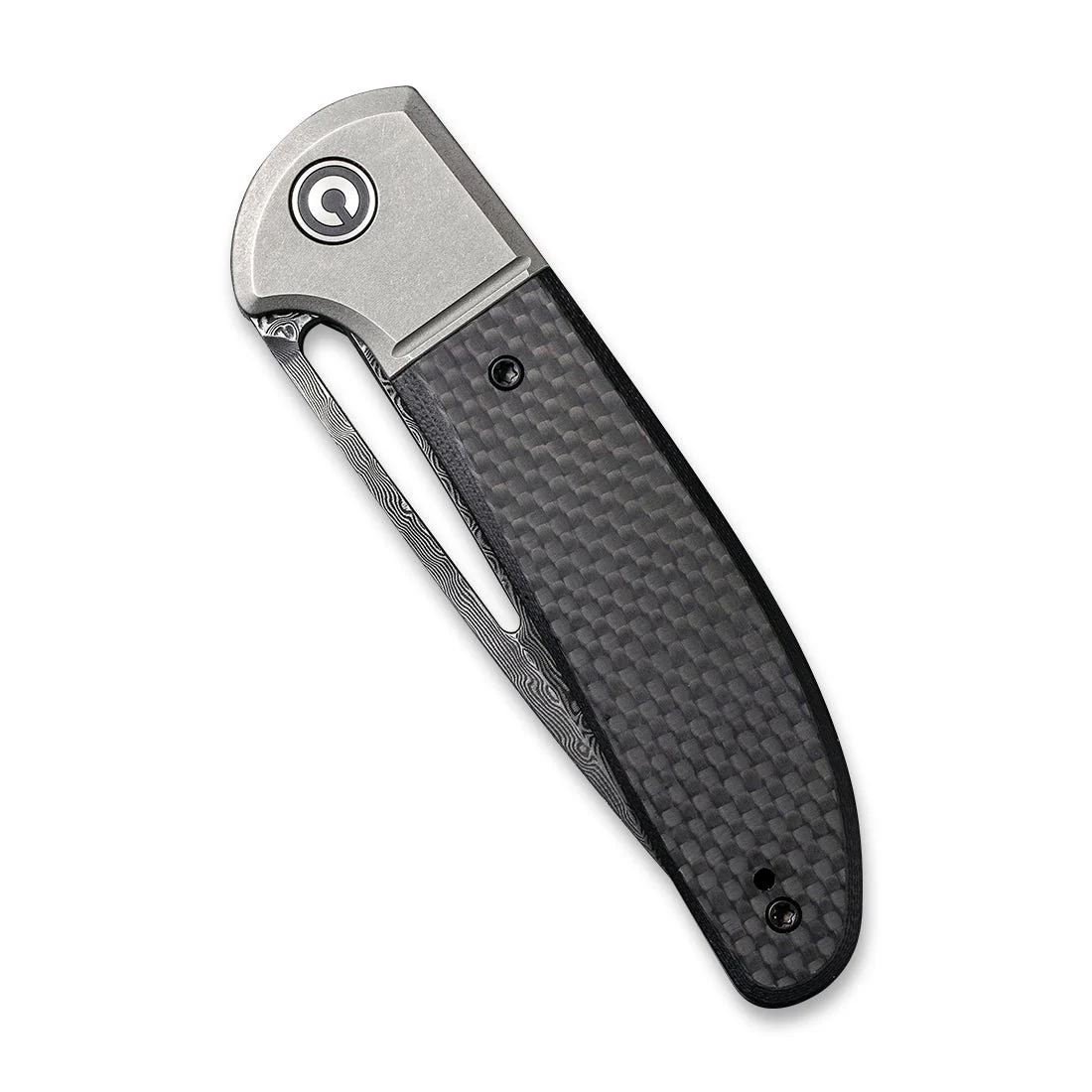 CIVIVI Trailblazer XL Slip Joint & Thumb Hole Knife Carbon Fiber & G10 & Stainless Steel Handle (3.46" Damascus Blade) C2101DS-1 - Image 5