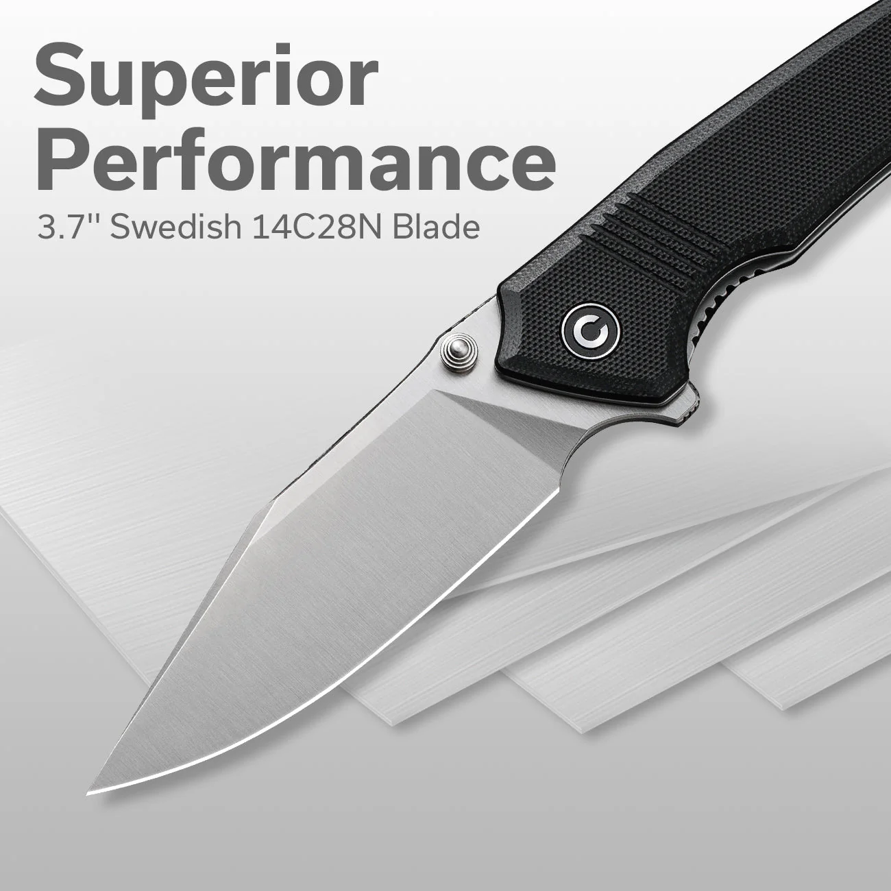CIVIVI Tranquil Flipper & Thumb Stud Knife G10 Handle (3.7" 14C28N Blade) C23027-1 - Image 2