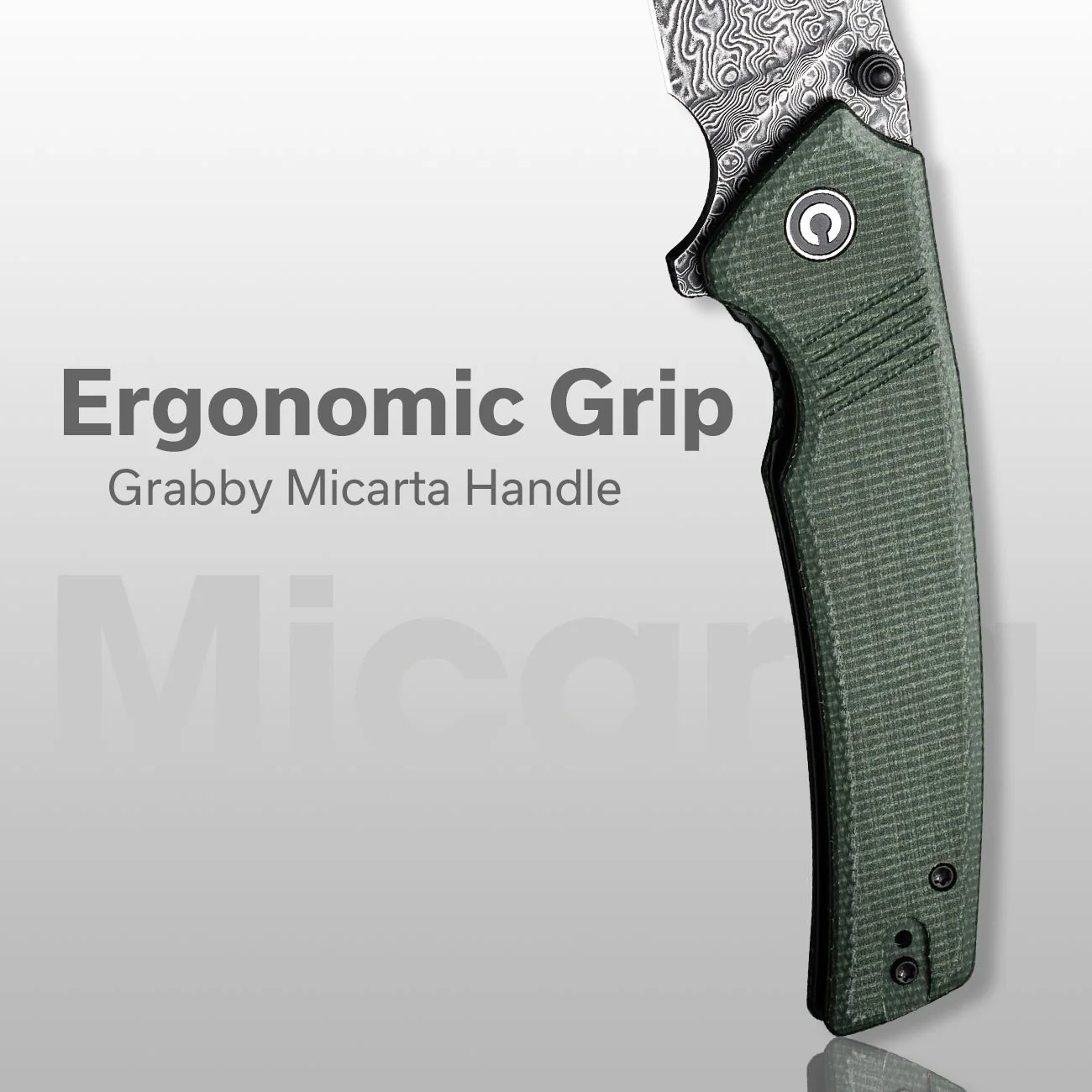 CIVIVI Tranquil Flipper & Thumb Stud Knife Micarta Handle (3.7" Damascus Blade) C23027-DS1 - Image 5