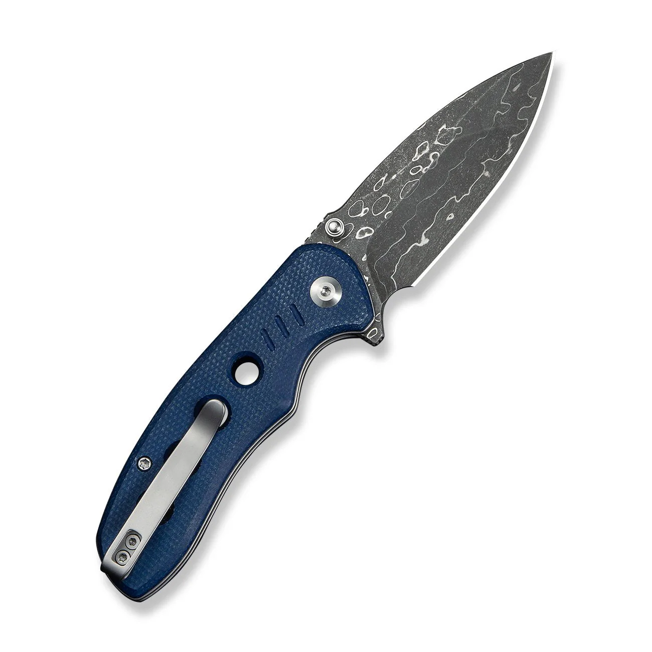 CIVIVI Triptych Flipper & Thumb Stud & Button Lock Knife Micarta Handle (2.97" Damascus Blade) C23085B-DS1 - Image 7
