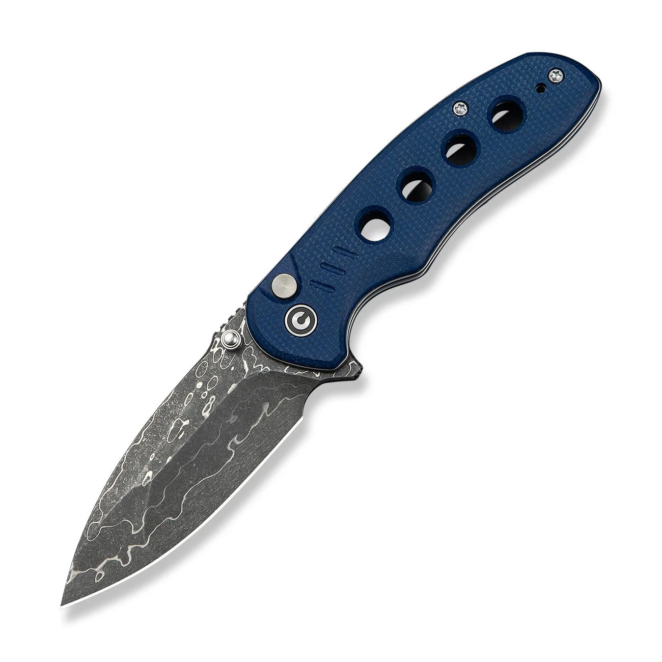 CIVIVI Triptych Flipper & Thumb Stud & Button Lock Knife Micarta Handle (2.97" Damascus Blade) C23085B-DS1 - Image 8
