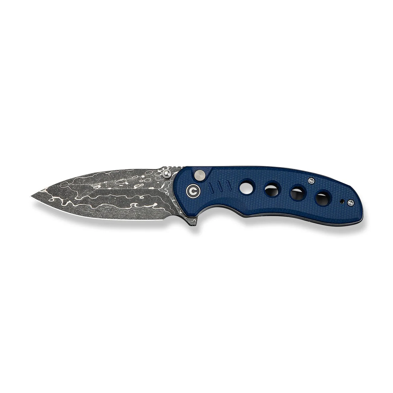 CIVIVI Triptych Flipper & Thumb Stud & Button Lock Knife Micarta Handle (2.97" Damascus Blade) C23085B-DS1 - Image 9