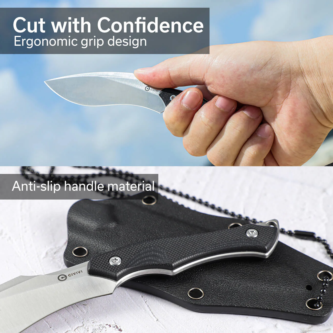 CIVIVI Vaquita II Fixed Blade Knife G10 Handle (3.2" Nitro-V Blade) C047C-1 - Image 4