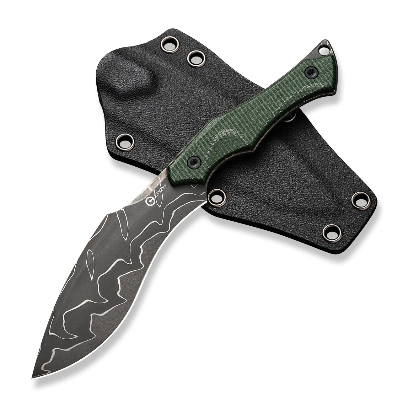 CIVIVI Vaquita II Fixed Blade Knife Micarta Handle (3.2" Damascus Blade) C047C-DS2 - Image 10