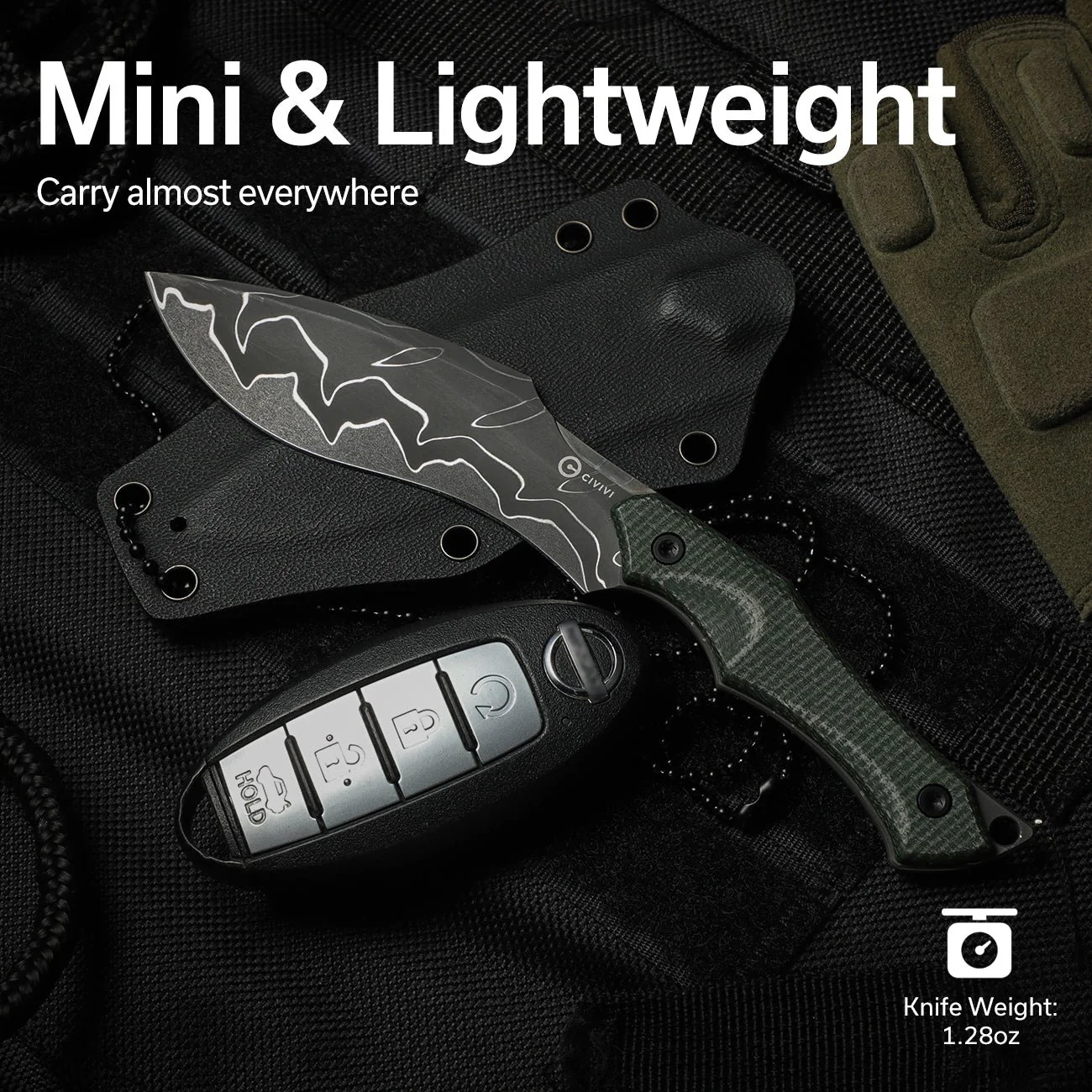 CIVIVI Vaquita II Fixed Blade Knife Micarta Handle (3.2" Damascus Blade) C047C-DS2 - Image 5
