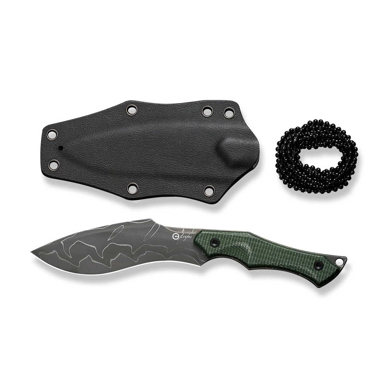CIVIVI Vaquita II Fixed Blade Knife Micarta Handle (3.2" Damascus Blade) C047C-DS2 - Image 8
