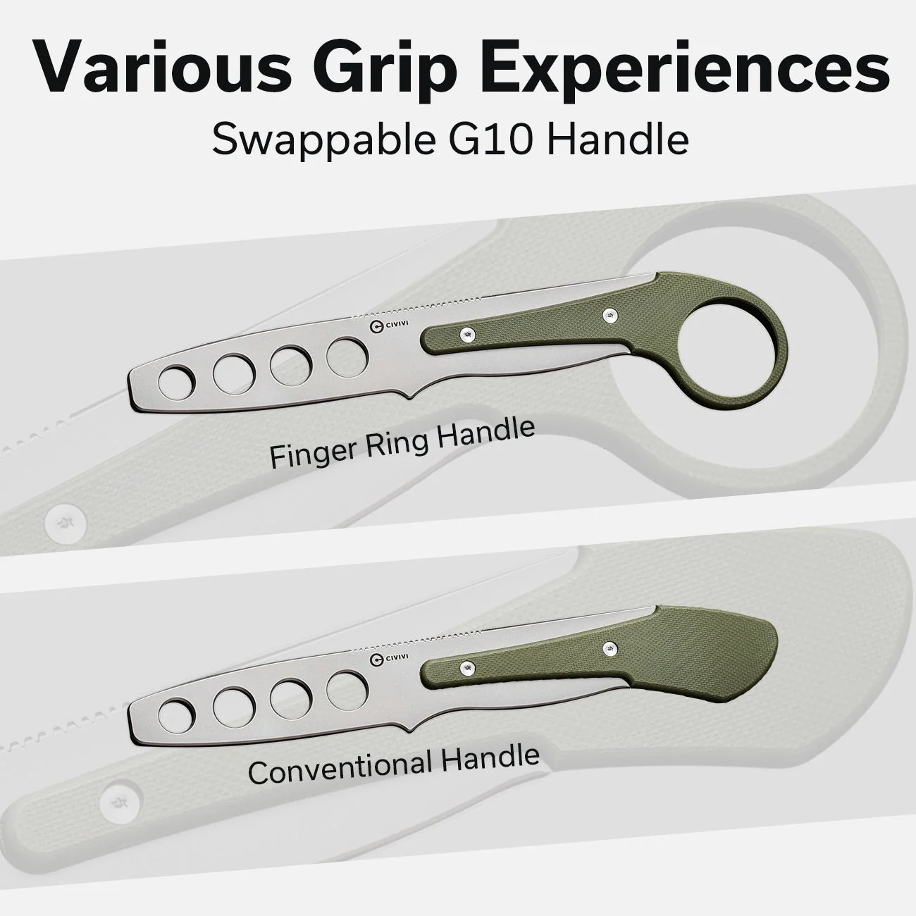 CIVIVI Varius Fixed Blade Knife G10 Handle (3.26" D2 Dull Trainer Blade) C22009C-2 - Image 3