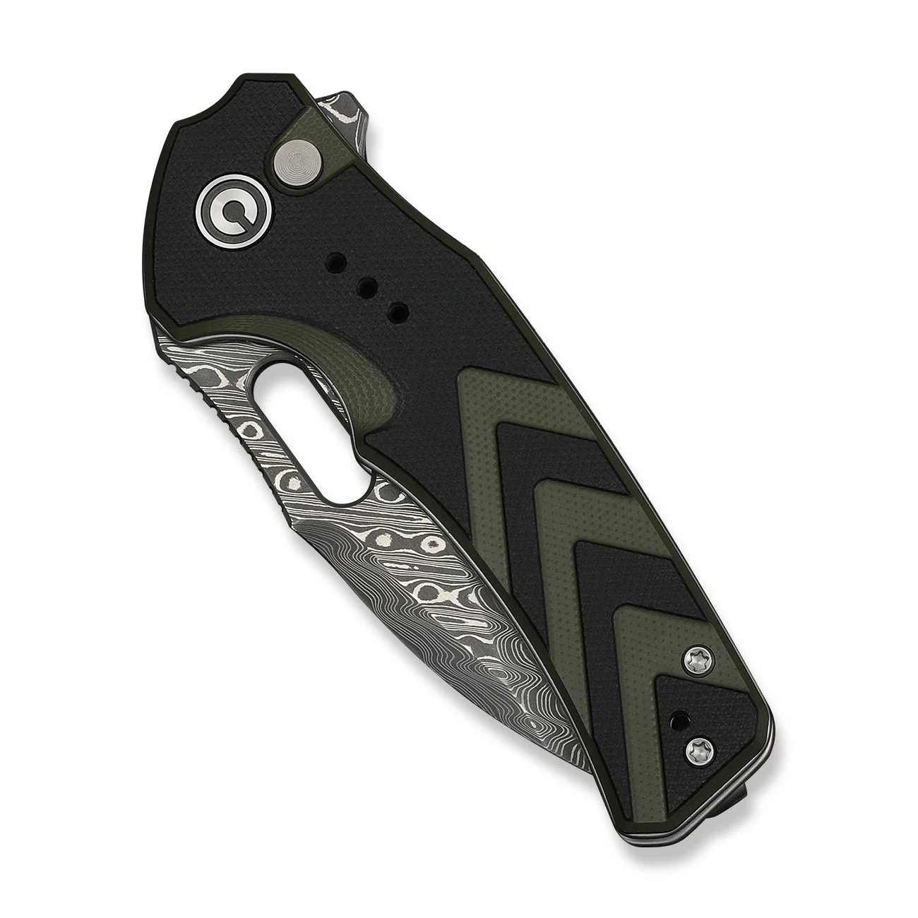 CIVIVI Vexron Flipper & Thumb Hole & Button Lock Knife G10 Handle (2.98" Damascus Blade) C24066-DS1 - Image 11