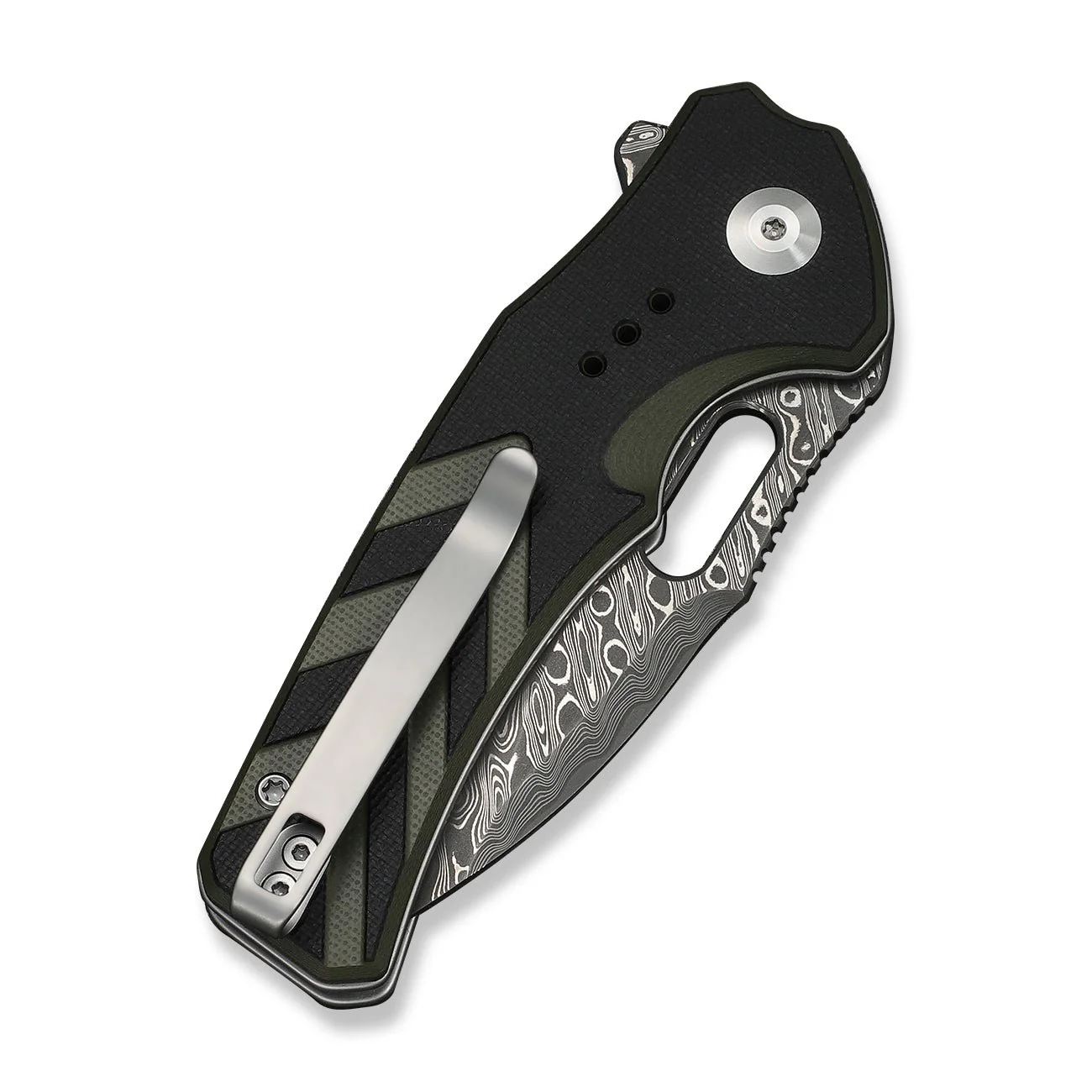 CIVIVI Vexron Flipper & Thumb Hole & Button Lock Knife G10 Handle (2.98" Damascus Blade) C24066-DS1 - Image 12