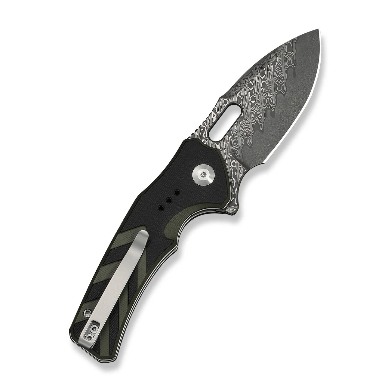 CIVIVI Vexron Flipper & Thumb Hole & Button Lock Knife G10 Handle (2.98" Damascus Blade) C24066-DS1 - Image 7