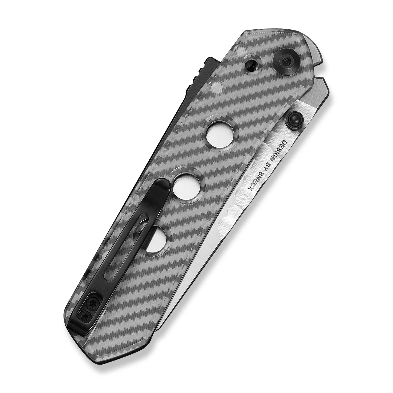 CIVIVI Vision FG Thumb Stud & Superlock Knife Polished Clear Lexan Handle (3.54" Satin Finished Nitro-V Blade With Rock-Grind Pattern) C22036-8 - Image 7