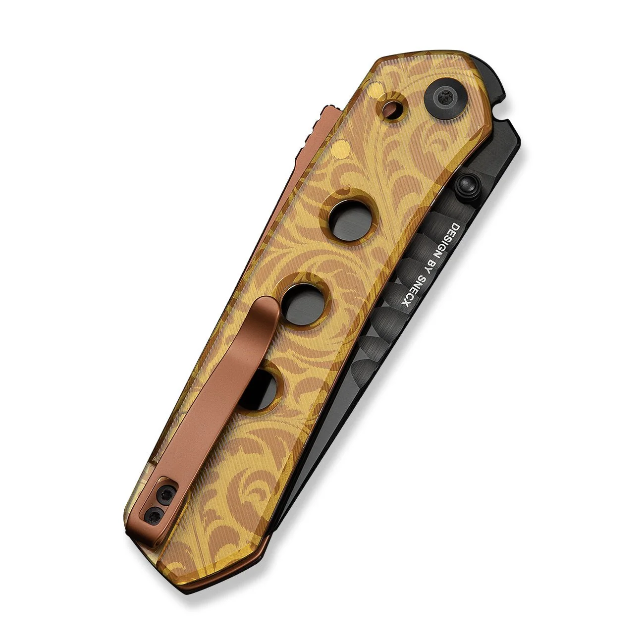 CIVIVI Vision FG Thumb Stud & Superlock Knife Polished Yellow Ultem Handle (3.54" Black Brushed S35VN Blade) C22036C-2026 BS2 - Image 4