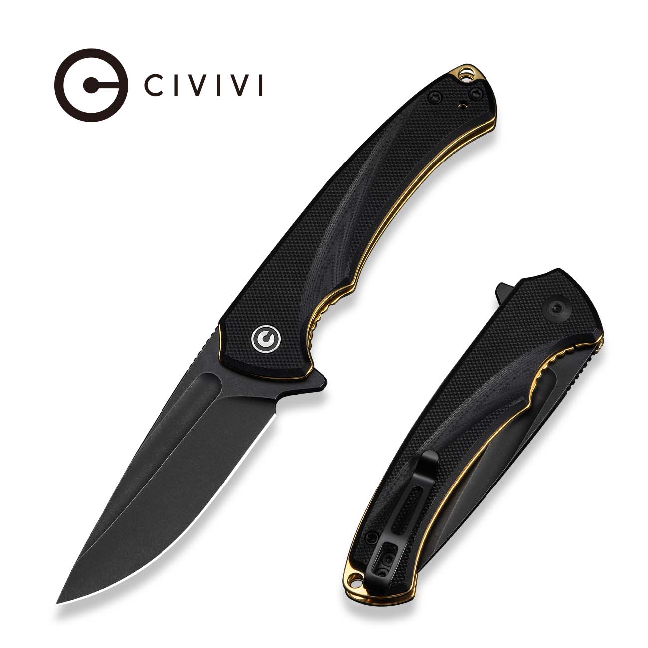 CIVIVI Voidflare Flipper Knife Black G10 Handle (2.92" Black Stonewashed 14C28N Blade) C24040-1