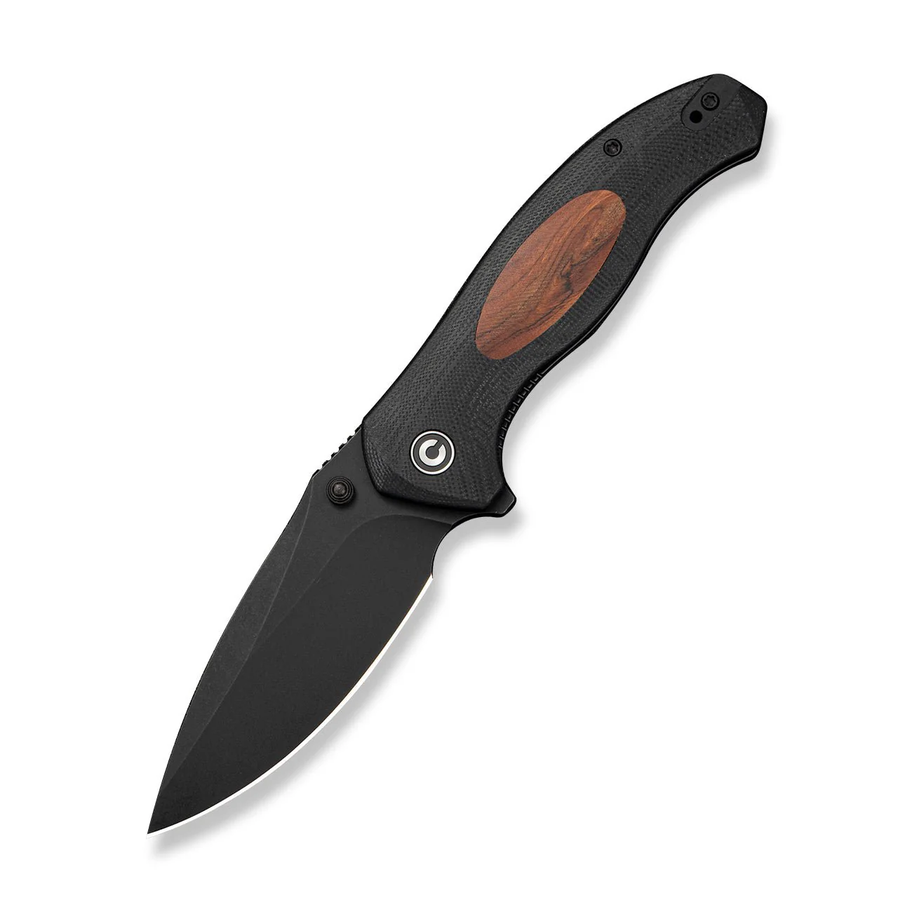CIVIVI Vyrent Flipper & Thumb Stud Knife Black G10 Handle With Guibourtia Wood Inlay (3.48" Black Stonewashed Nitro-V Blade) C25037 Sample1 - Image 3