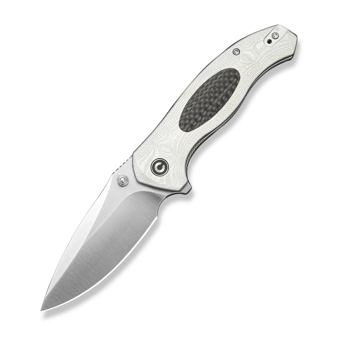 CIVIVI Vyrent Flipper & Thumb Stud Knife Silver G10 & Aluminum Foil Handle With Black Twill Carbon Fiber Inlay (3.48" Satin Finished Nitro-V Blade) C25037 Sample2 - Image 3