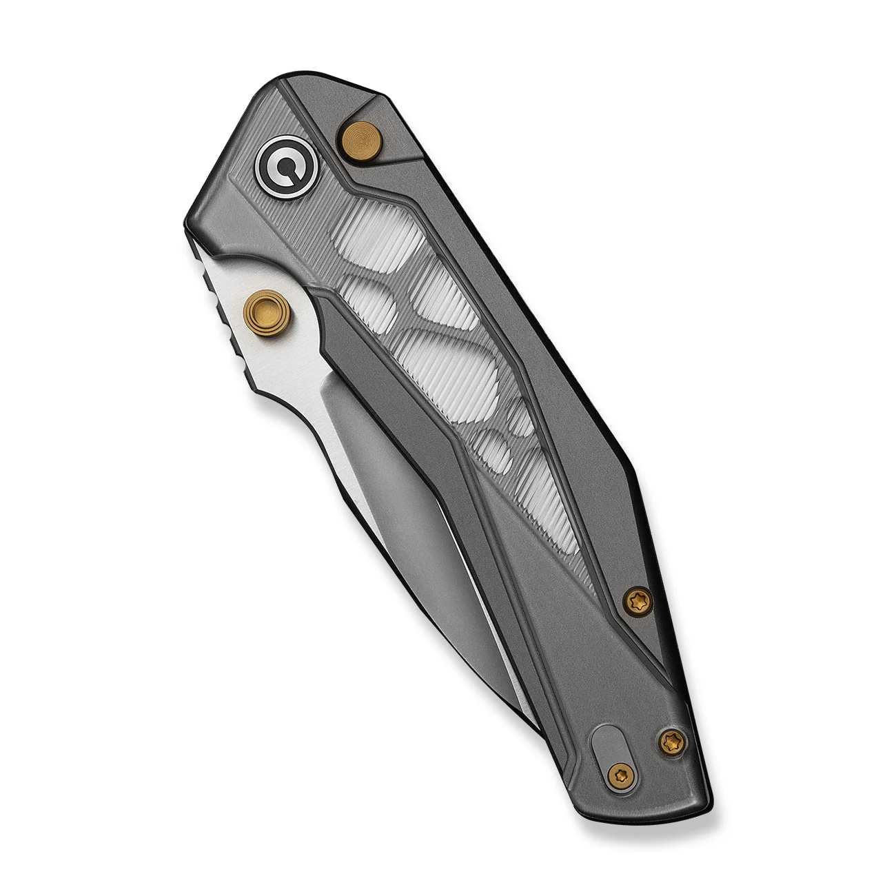 CIVIVI Wellmax Thumb Stud & Button Lock Knife Gray Aluminum Handle With Polished Clear Lexan Inlay (3.6" Satin Finished 14C28N Blade) C24008C-1 - Image 11