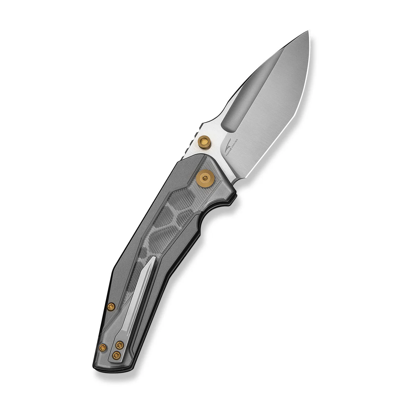 CIVIVI Wellmax Thumb Stud & Button Lock Knife Gray Aluminum Handle With Polished Clear Lexan Inlay (3.6" Satin Finished 14C28N Blade) C24008C-1 - Image 7