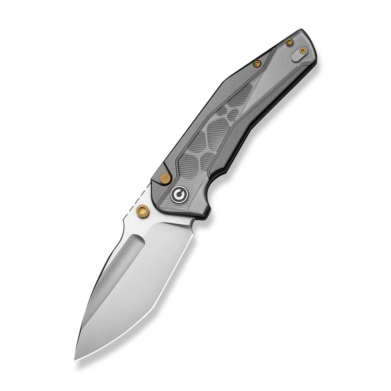 CIVIVI Wellmax Thumb Stud & Button Lock Knife Gray Aluminum Handle With Polished Clear Lexan Inlay (3.6" Satin Finished 14C28N Blade) C24008C-1 - Image 8