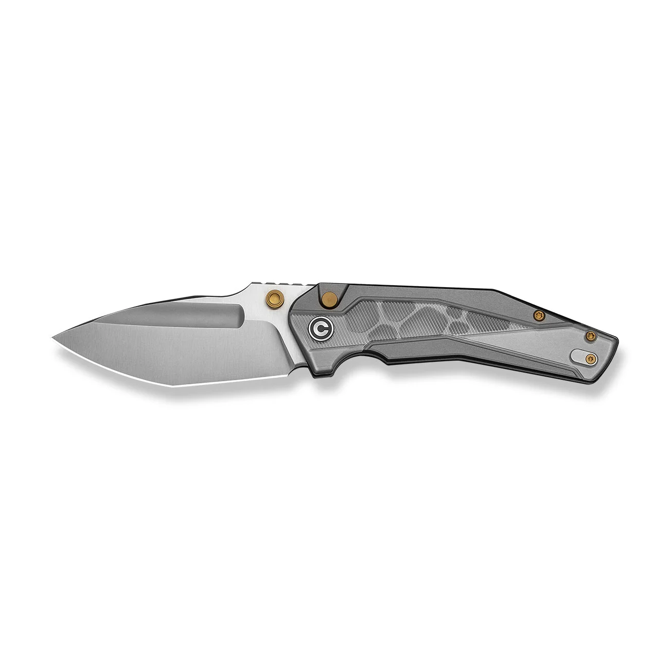 CIVIVI Wellmax Thumb Stud & Button Lock Knife Gray Aluminum Handle With Polished Clear Lexan Inlay (3.6" Satin Finished 14C28N Blade) C24008C-1 - Image 9