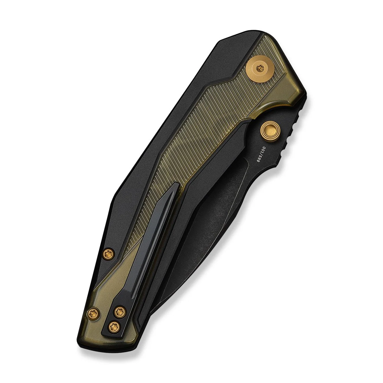 CIVIVI Wellmax Thumb Stud & Button Lock Knife Black Aluminum Handle With Polished Yellow Ultem Inlay (3.6" Black Stonewashed 14C28N Blade) C24008C-2 - Image 12