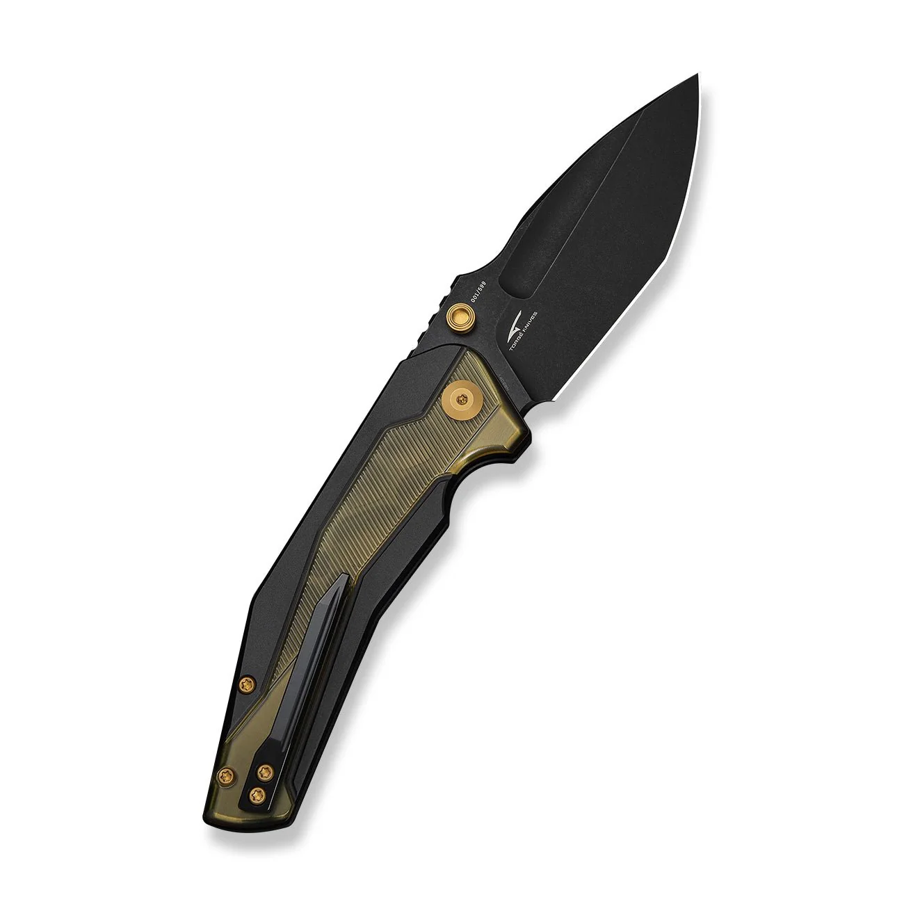 CIVIVI Wellmax Thumb Stud & Button Lock Knife Black Aluminum Handle With Polished Yellow Ultem Inlay (3.6" Black Stonewashed 14C28N Blade) C24008C-2 - Image 7