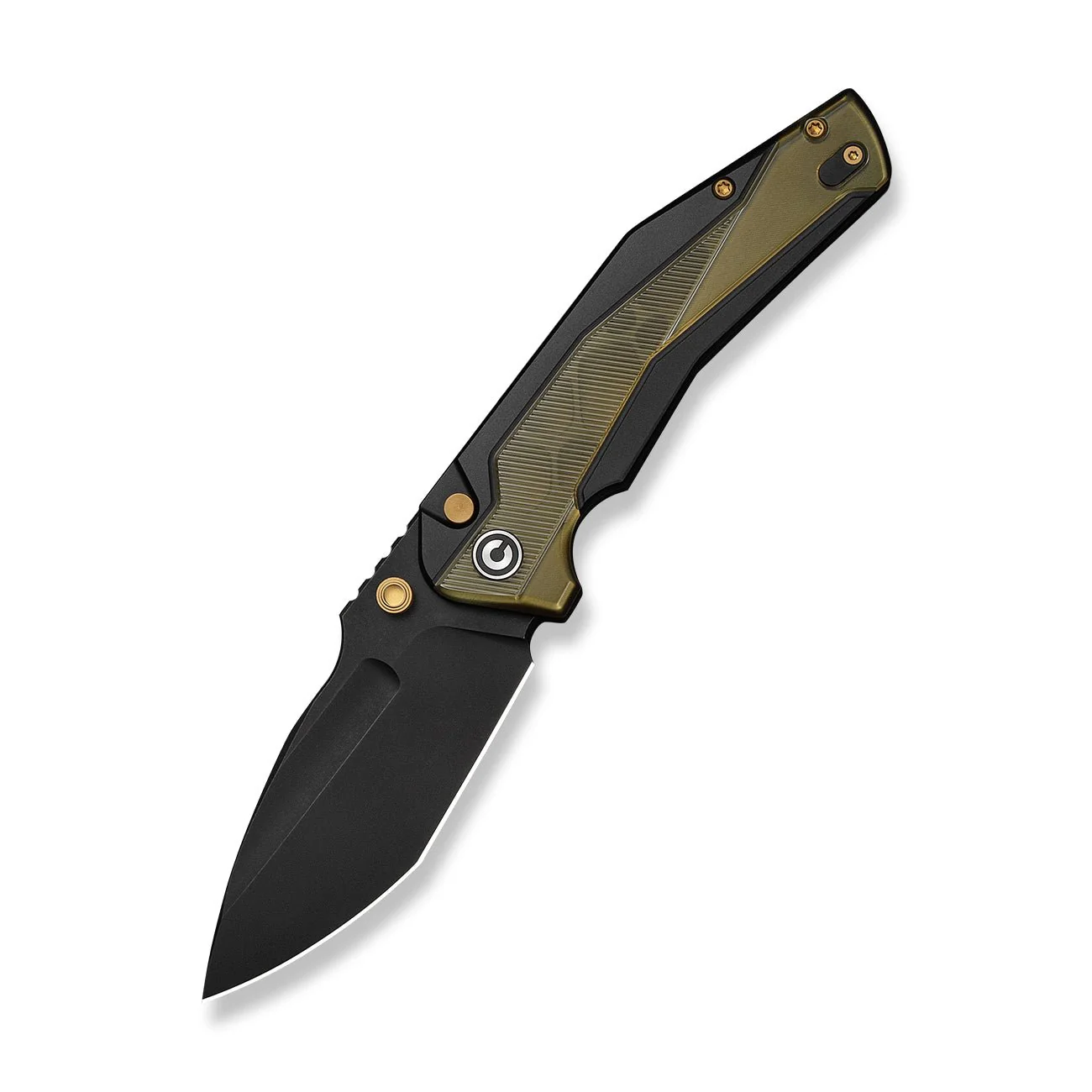 CIVIVI Wellmax Thumb Stud & Button Lock Knife Black Aluminum Handle With Polished Yellow Ultem Inlay (3.6" Black Stonewashed 14C28N Blade) C24008C-2 - Image 8