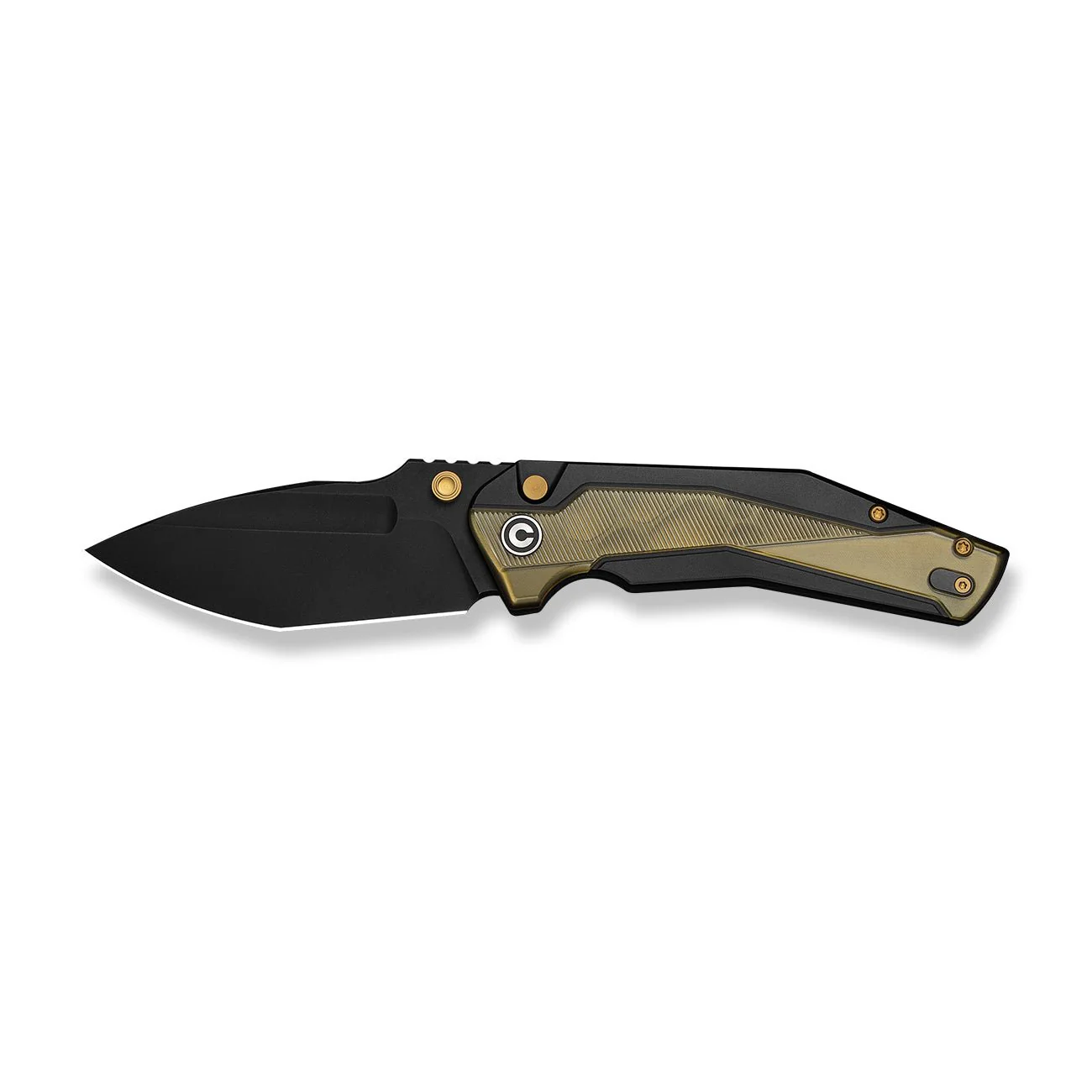 CIVIVI Wellmax Thumb Stud & Button Lock Knife Black Aluminum Handle With Polished Yellow Ultem Inlay (3.6" Black Stonewashed 14C28N Blade) C24008C-2 - Image 9